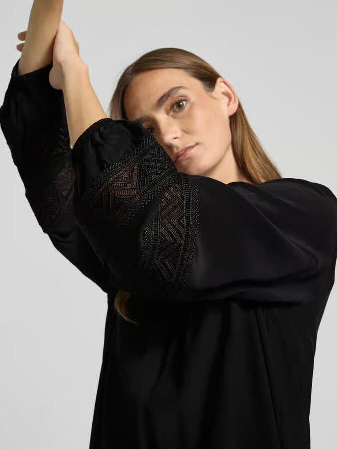 Comma Knielange jurk van viscose met druppelvormige hals - Foto 2