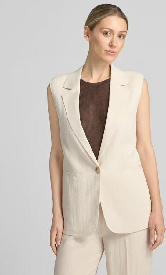 Comma Lange blazer van viscosemix met reverskraag - Foto 2