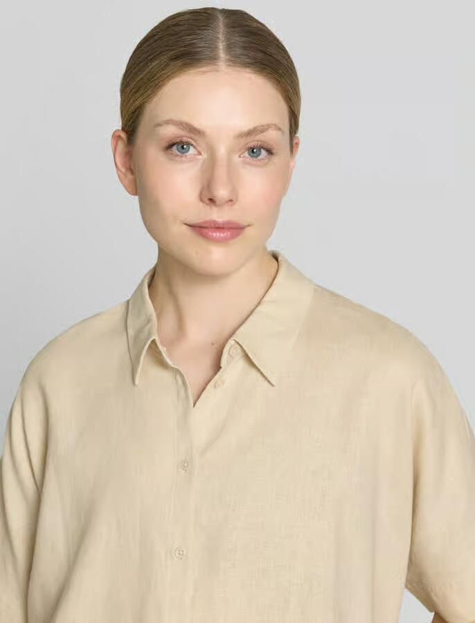 Comma linnen blouse met overhemdkraag - Foto 3