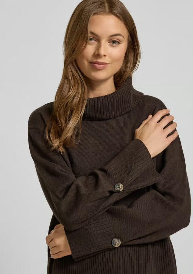 Comma Loose fit gebreide pullover van wolmix met col - Foto 2