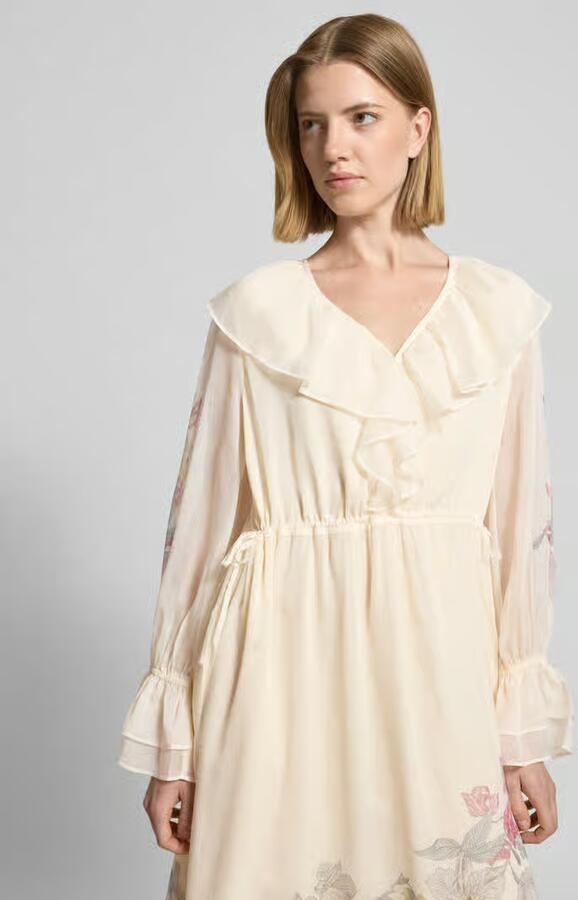 Comma maxi-jurk met mouwen met ruches