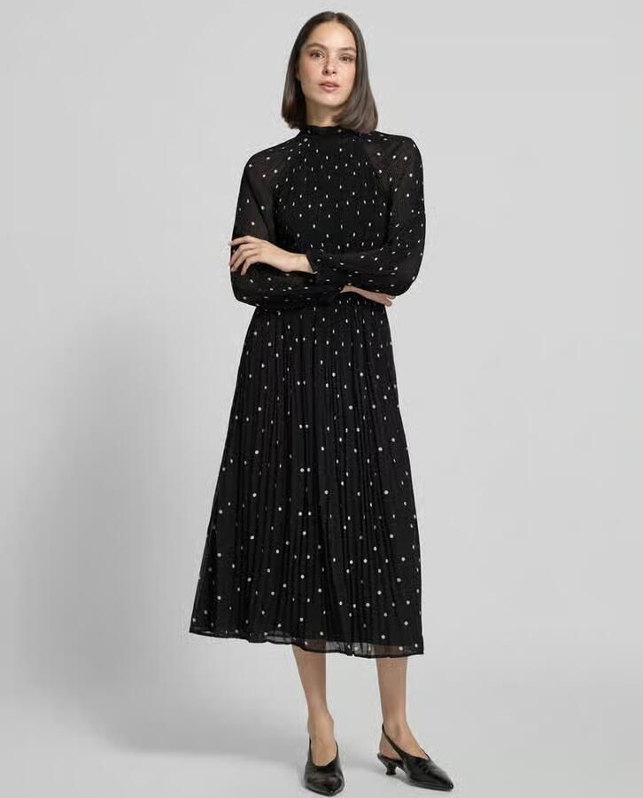 Comma Midi-jurk in all-over look met plissévouwen - Foto 2