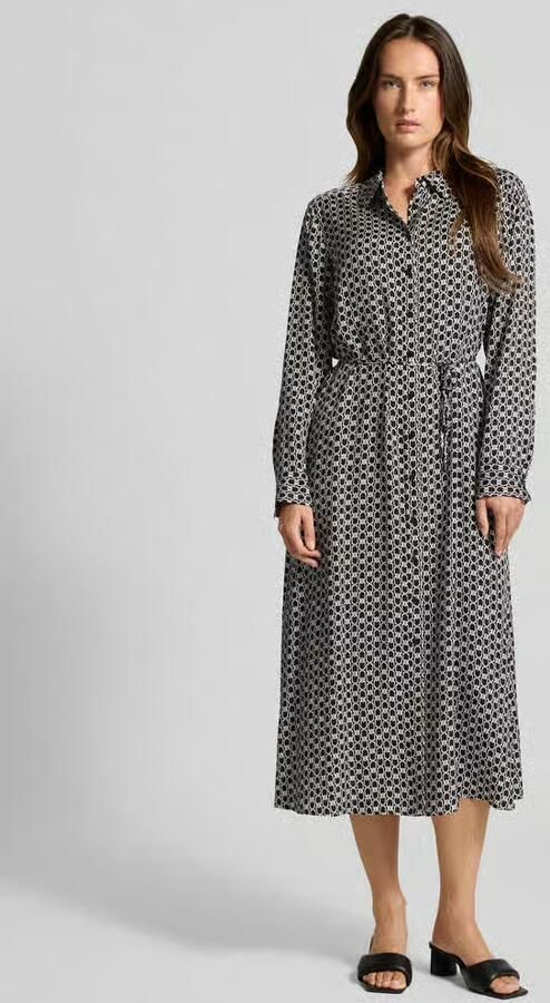 Comma Jurk met overhemdkraag Zomerjurk met steekzakken en all-over-print