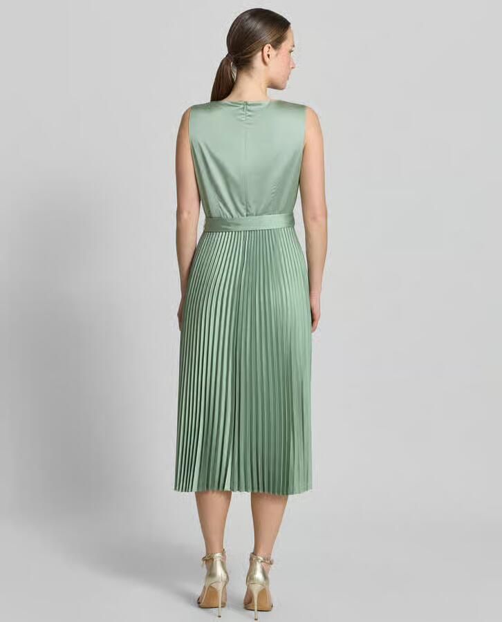 Comma midi-jurk met plissévouwen en strikceintuur - Foto 4