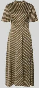 Comma midi-jurk van pure viscose met opstaande kraag