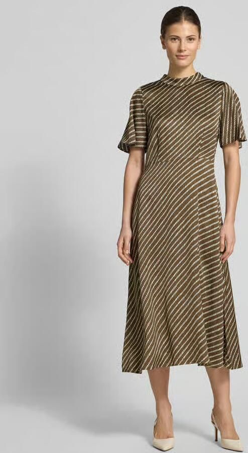 Comma midi-jurk van pure viscose met opstaande kraag - Foto 3