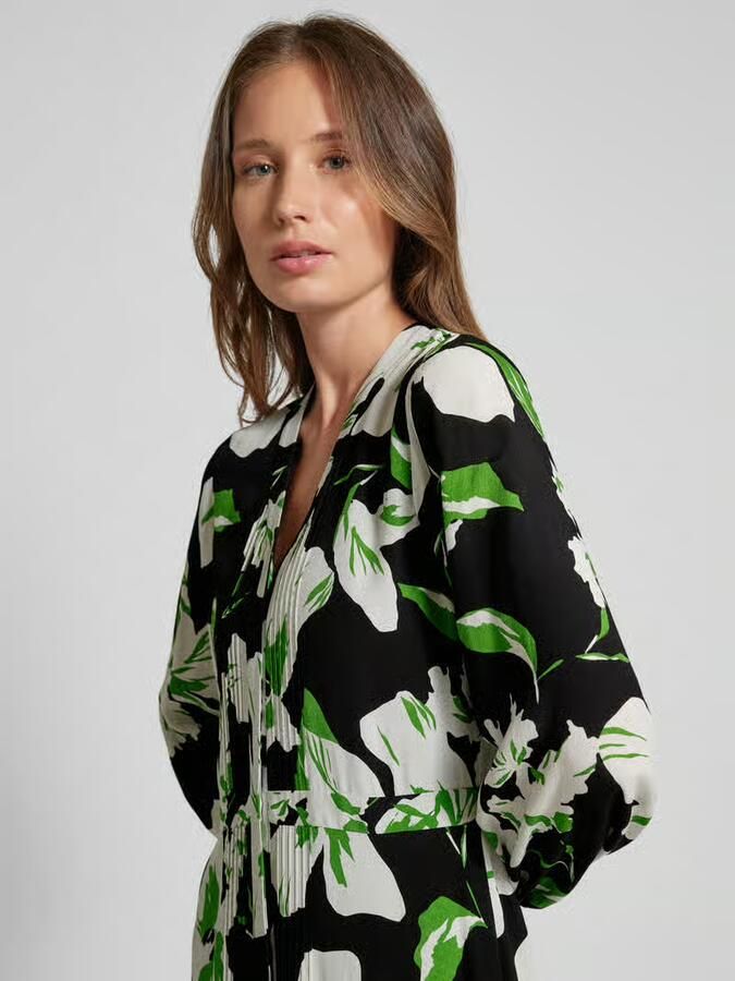 Comma Midi-jurk van pure viscose met zijsplitten