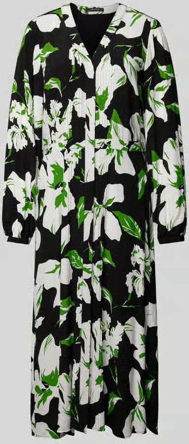 Comma Midi-jurk van pure viscose met zijsplitten - Foto 2