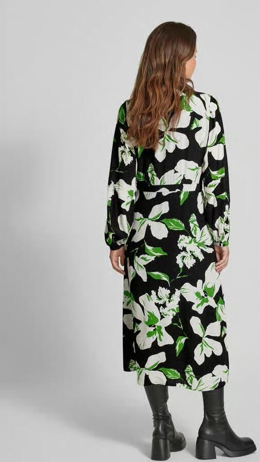 Comma Midi-jurk van pure viscose met zijsplitten - Foto 3