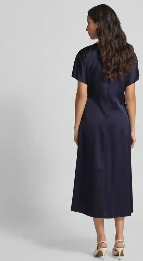 Comma Midi-jurk van viscosemix met knoopdetail