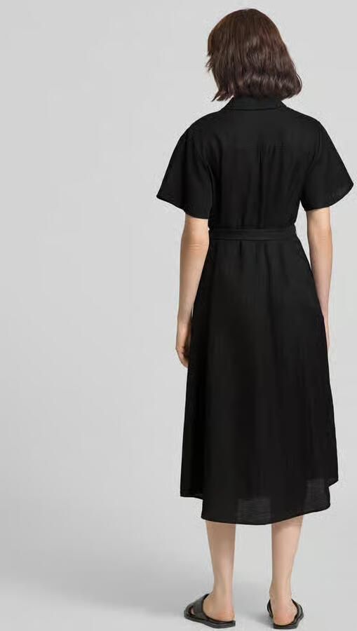 Comma midi-jurk van viscosemix met platte kraag