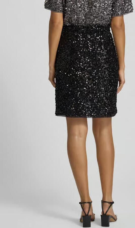 Comma Minirrok met pailletten en elastische tailleband