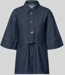 Comma Overhemdblouse in denimlook met borstzakken