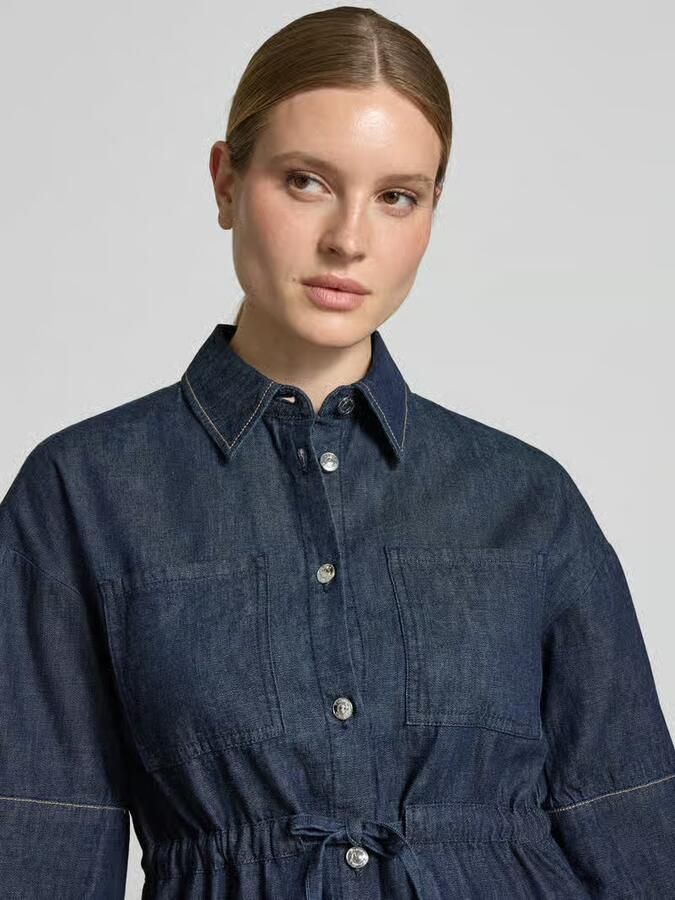 Comma Overhemdblouse in denimlook met borstzakken