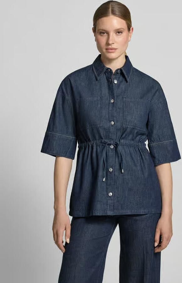Comma Overhemdblouse in denimlook met borstzakken - Foto 3