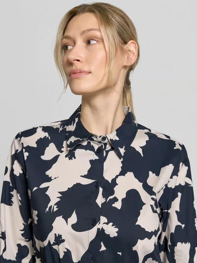 Comma Overhemdjurk in all-over look met strikceintuur