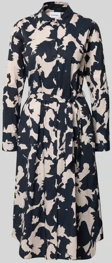 Comma Overhemdjurk in all-over look met strikceintuur - Foto 2