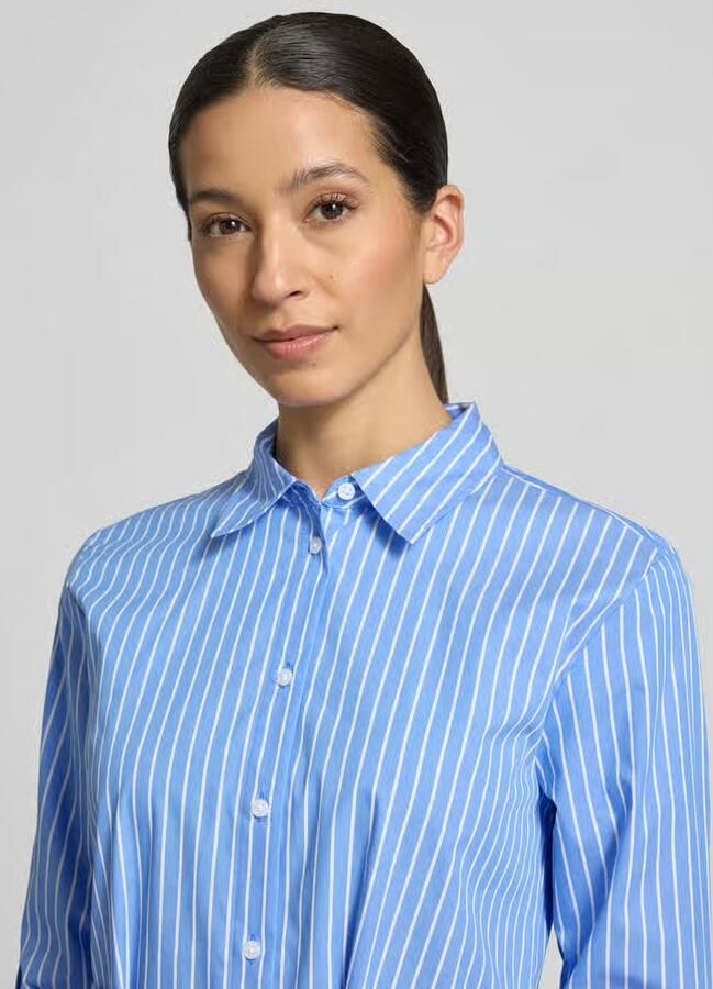 Comma gestreepte blousejurk met krijtstreep blauw - Foto 2