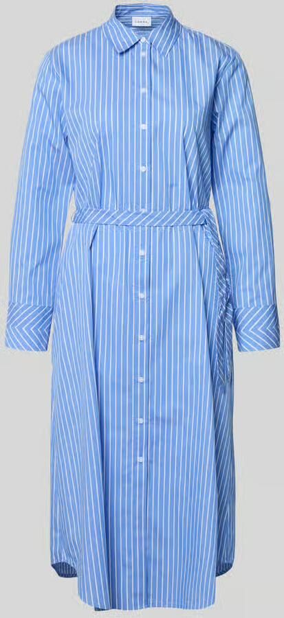 Comma gestreepte blousejurk met krijtstreep blauw - Foto 3