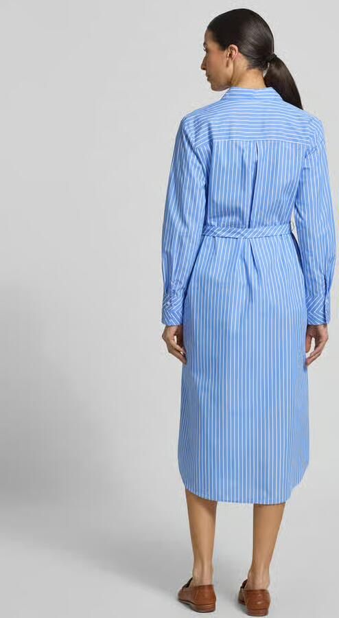 Comma gestreepte blousejurk met krijtstreep blauw - Foto 4