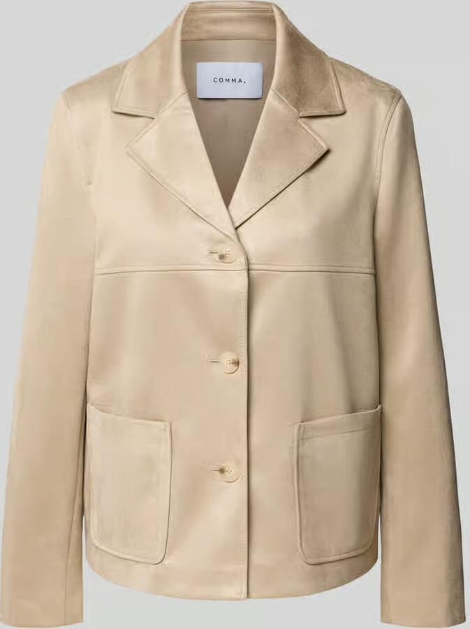 Comma Regular fit blazer in leerlook met opgestikte zakken