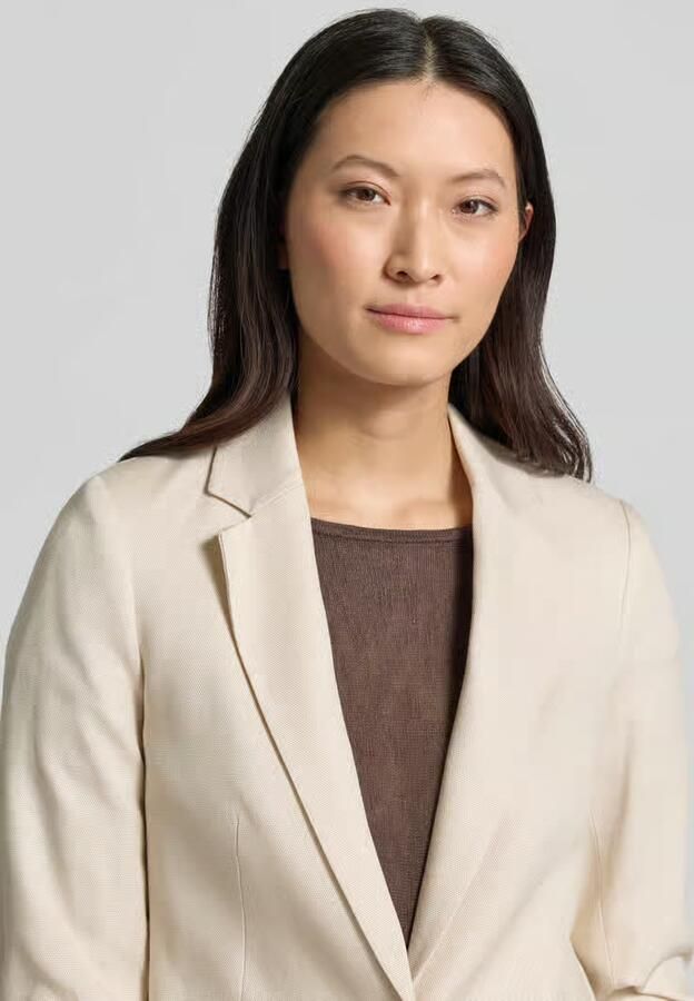 Comma regular fit blazer van lyocellmix met reverskraag
