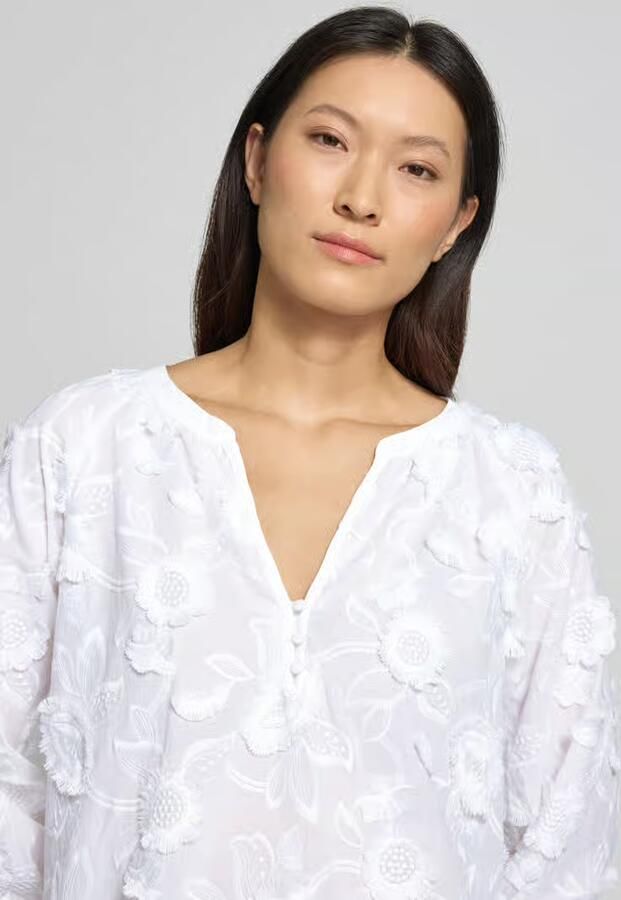 Comma regular fit blouse met V-hals en 3 4-mouw