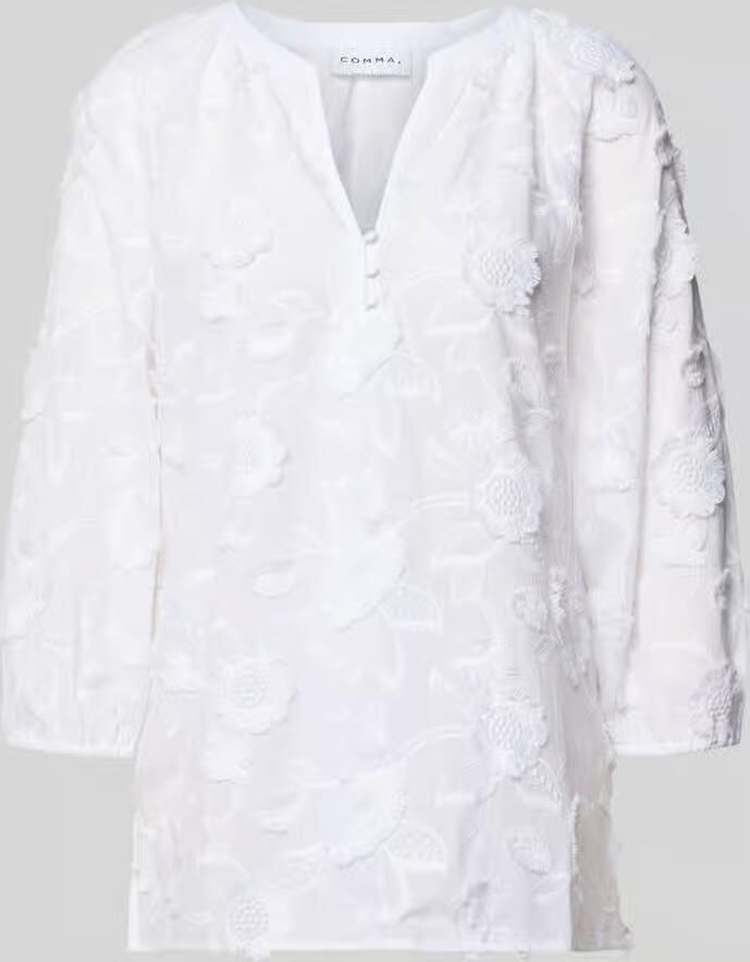Comma regular fit blouse met V-hals en 3 4-mouw - Foto 2
