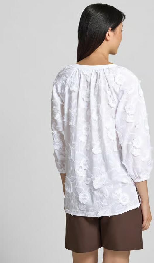 Comma regular fit blouse met V-hals en 3 4-mouw