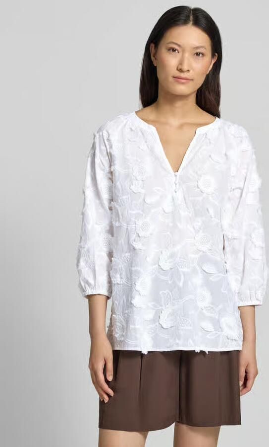 Comma regular fit blouse met V-hals en 3 4-mouw - Foto 4