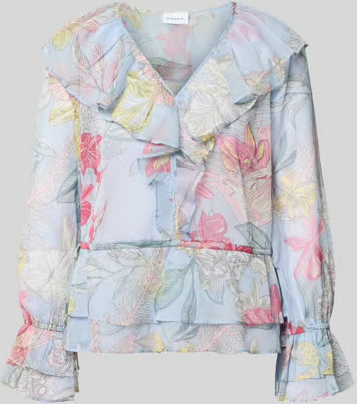 Comma regular fit blouse met volants en trompetmouwen - Foto 2
