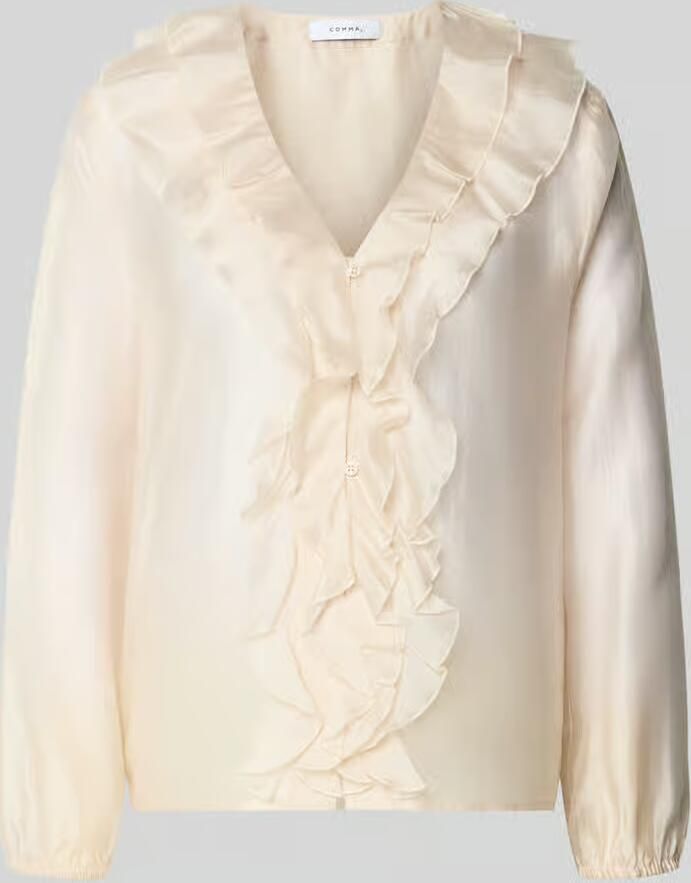 Comma regular fit blouse van lyocellmix met volants - Foto 2