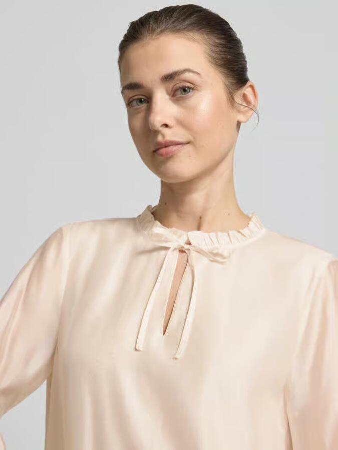 Comma regular fit blouse van lyocellmix met volants