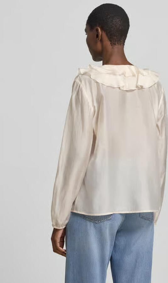 Comma regular fit blouse van lyocellmix met volants
