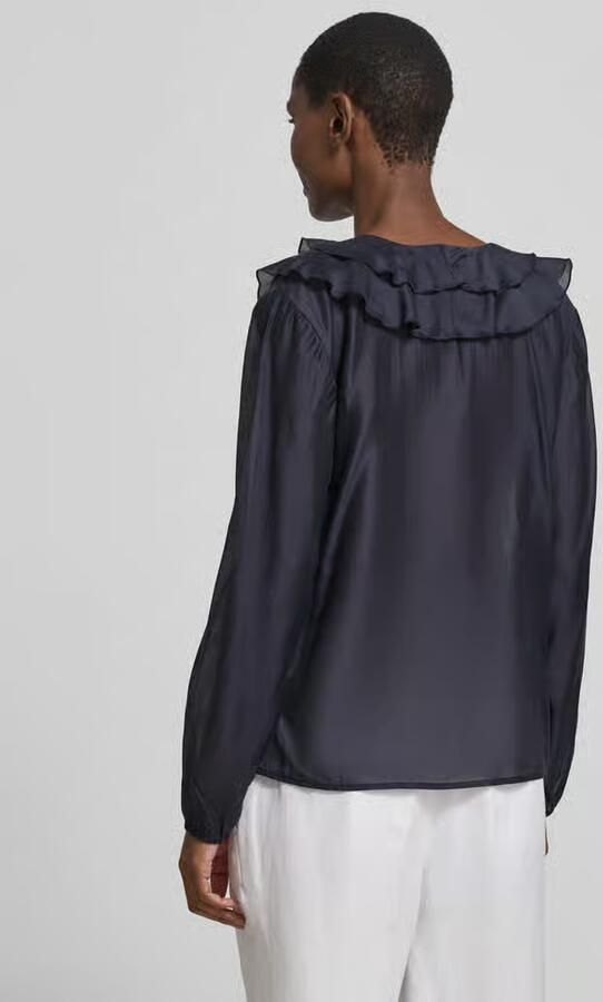 Comma regular fit blouse van lyocellmix met volants - Foto 5