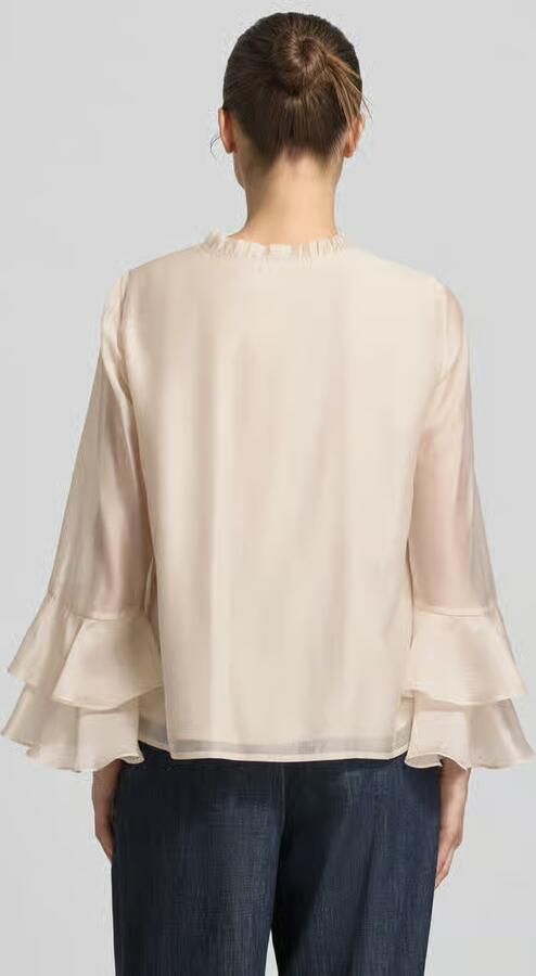 Comma regular fit blouse van lyocellmix met volants - Foto 4