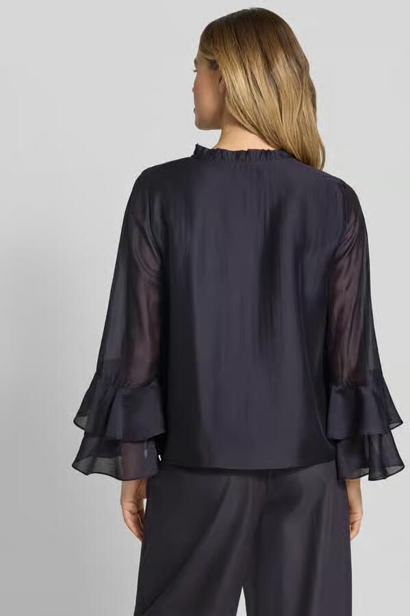 Comma regular fit blouse van lyocellmix met volants - Foto 2