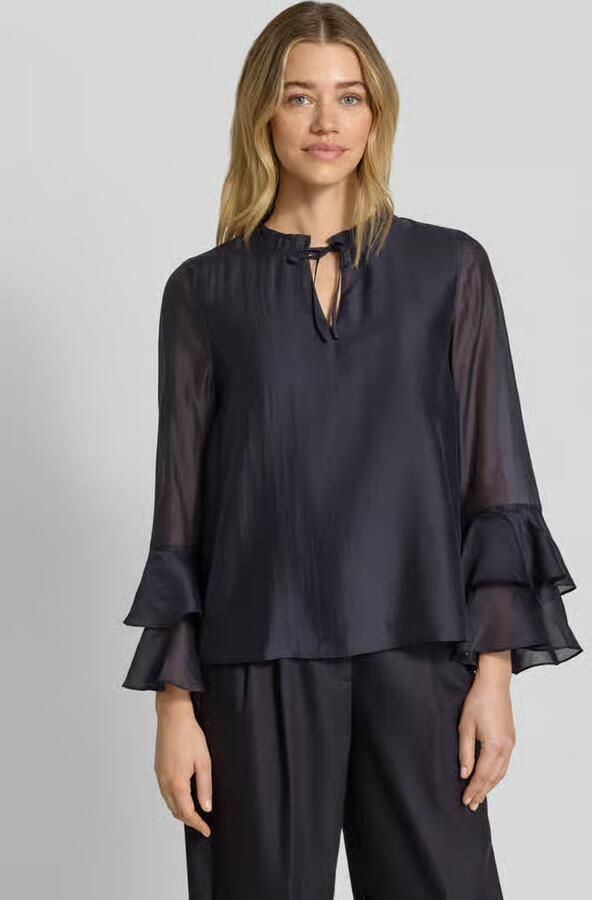 Comma regular fit blouse van lyocellmix met volants - Foto 3