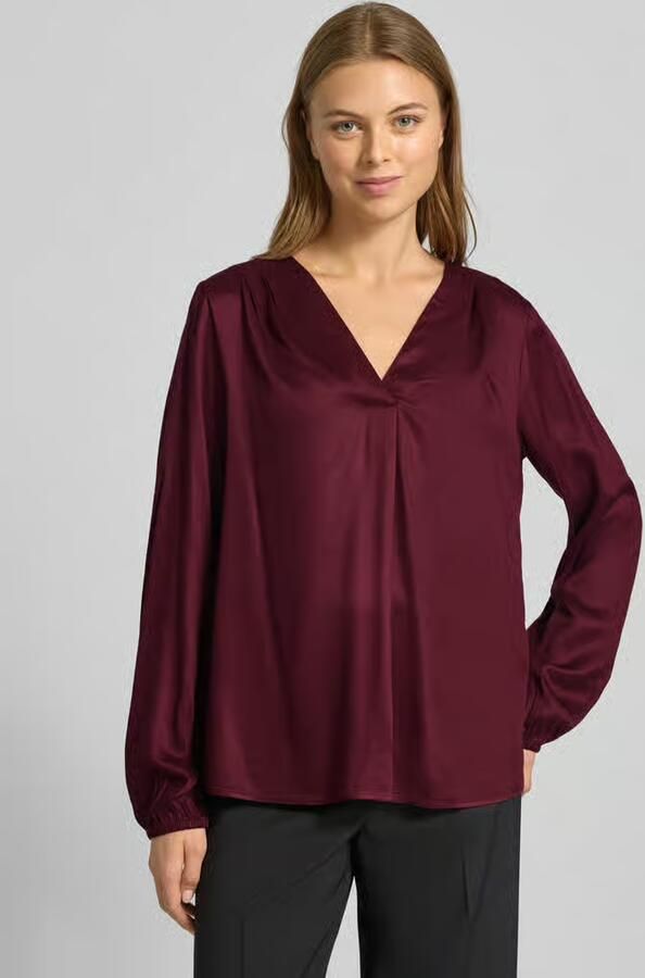 Comma Regular fit blouse van viscose met V-hals - Foto 3