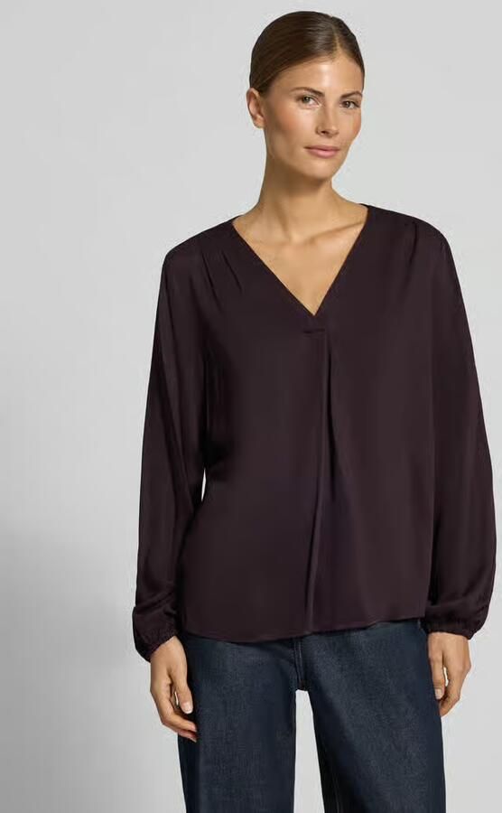 Comma Regular fit blouse van viscose met v-hals - Foto 3