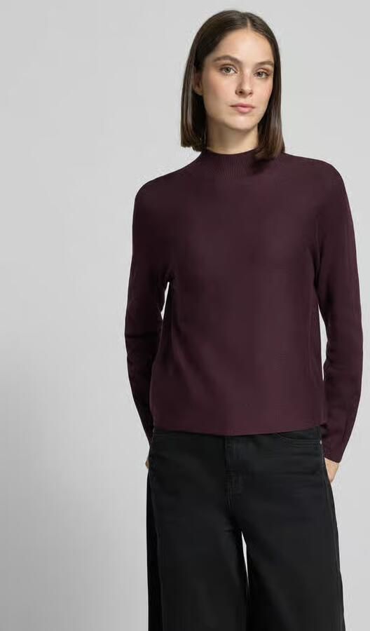 Comma Regular fit gebreide pullover van viscosemix met opstaande kraag - Foto 3