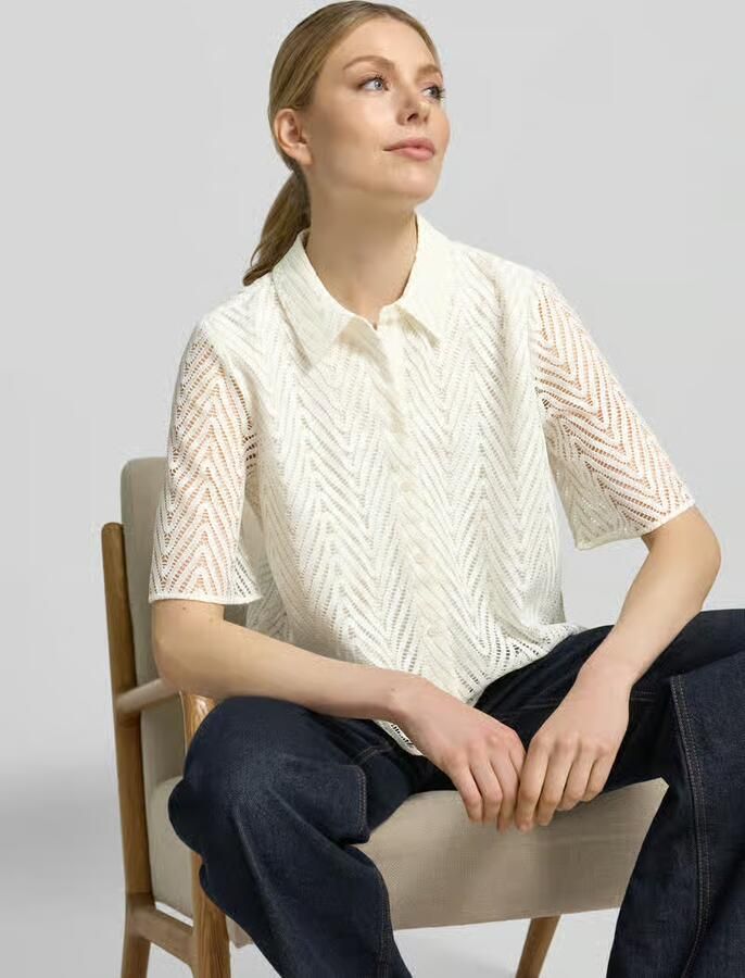 Comma Regular fit overhemdblouse in kantlook
