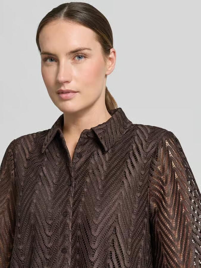 Comma Regular fit overhemdblouse in kantlook
