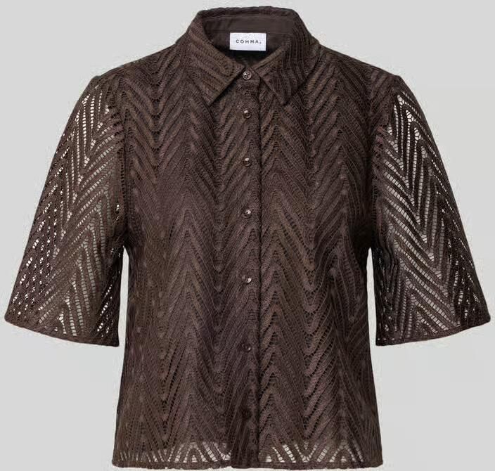Comma Regular fit overhemdblouse in kantlook - Foto 2