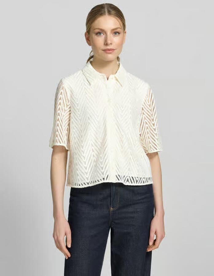 Comma Regular fit overhemdblouse in kantlook - Foto 2