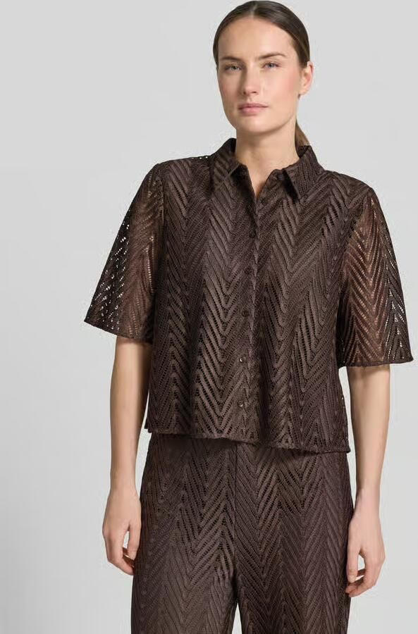 Comma Regular fit overhemdblouse in kantlook - Foto 3