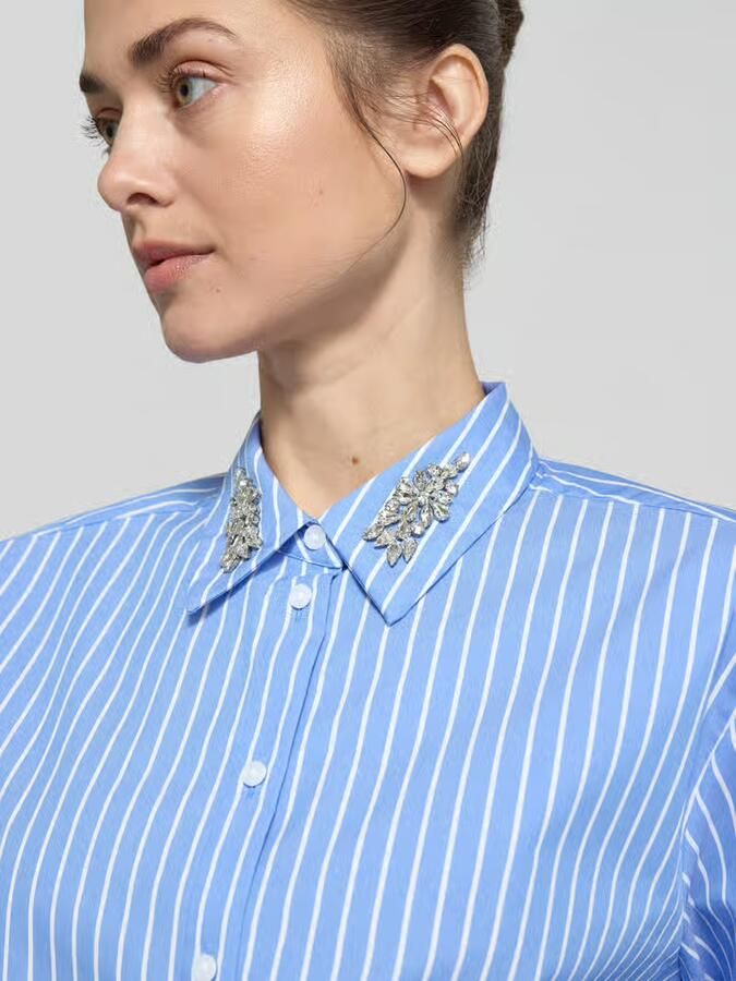 Comma Regular fit overhemdblouse met siersteentjes - Foto 3