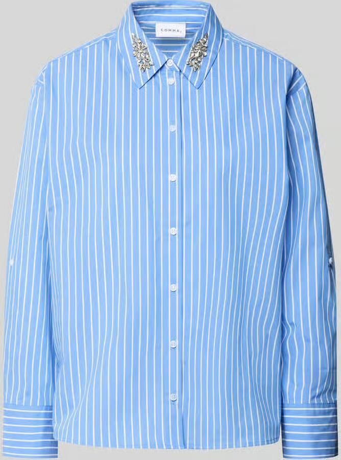 Comma Regular fit overhemdblouse met siersteentjes - Foto 4
