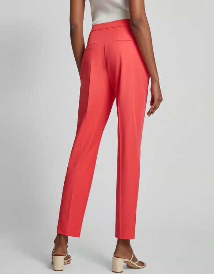 Comma Slim Viscose Mix Cropped Trousers Red Dames