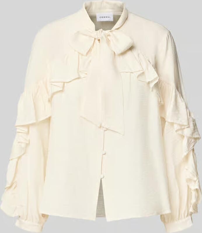 Comma Regular fit strikblouse van viscosemix met volants